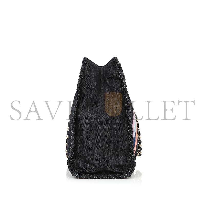 ch**el dark blue embroidered De*1m night flight tote bag (40*30cm)